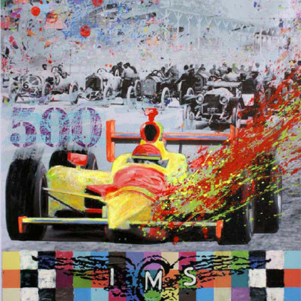 Walter Knabe Artwork Indy 500 Centennial Unique Mixed Media with Hand Painting (Canvas)