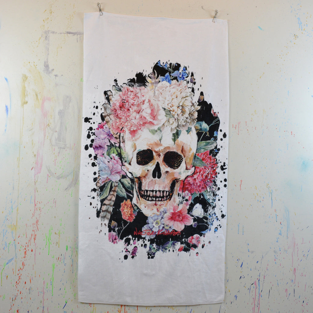 Walter Knabe Beach Towel Skull Floral