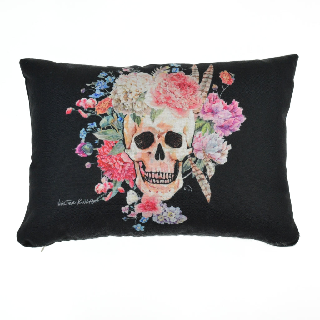 Walter Knabe Lumbar Pillow Skull Floral