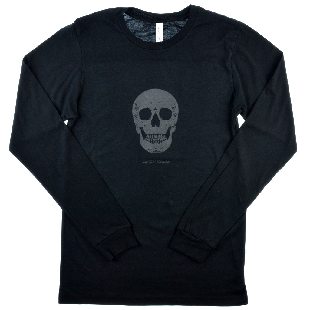 Walter Knabe Unisex Long Sleeve T Shirt Skull  Black